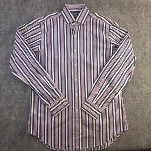 Polo Ralph Lauren Shirt Medium Regent Classic Fit Purple Blue Striped Button Up